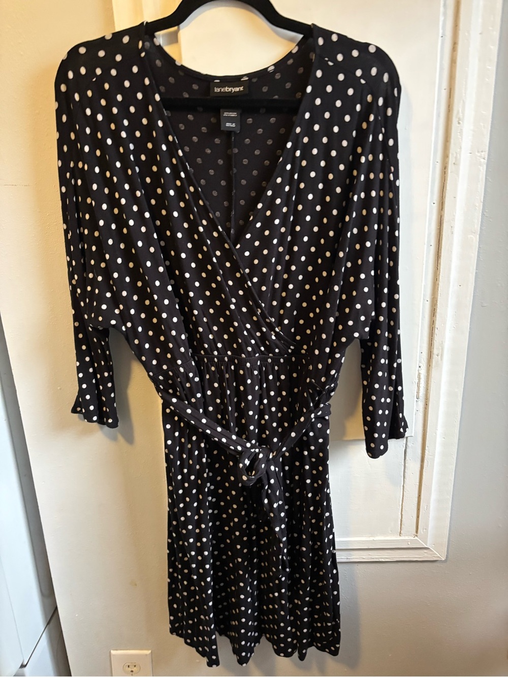 Lane Bryant Black and White Polka Dot Wrap Dress